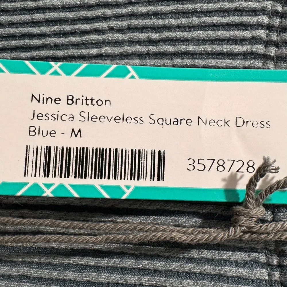 Nine Britton Stitch Fix Sleeveless Square Neck Ribbed Midi Dress Blue Sz Medium - Picture 9 of 12